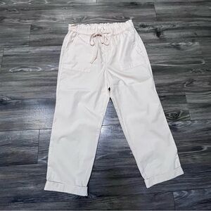 Lou & Grey Womens Size Medium Pants khaki Solid Pull On Drawstring 100% Cotton